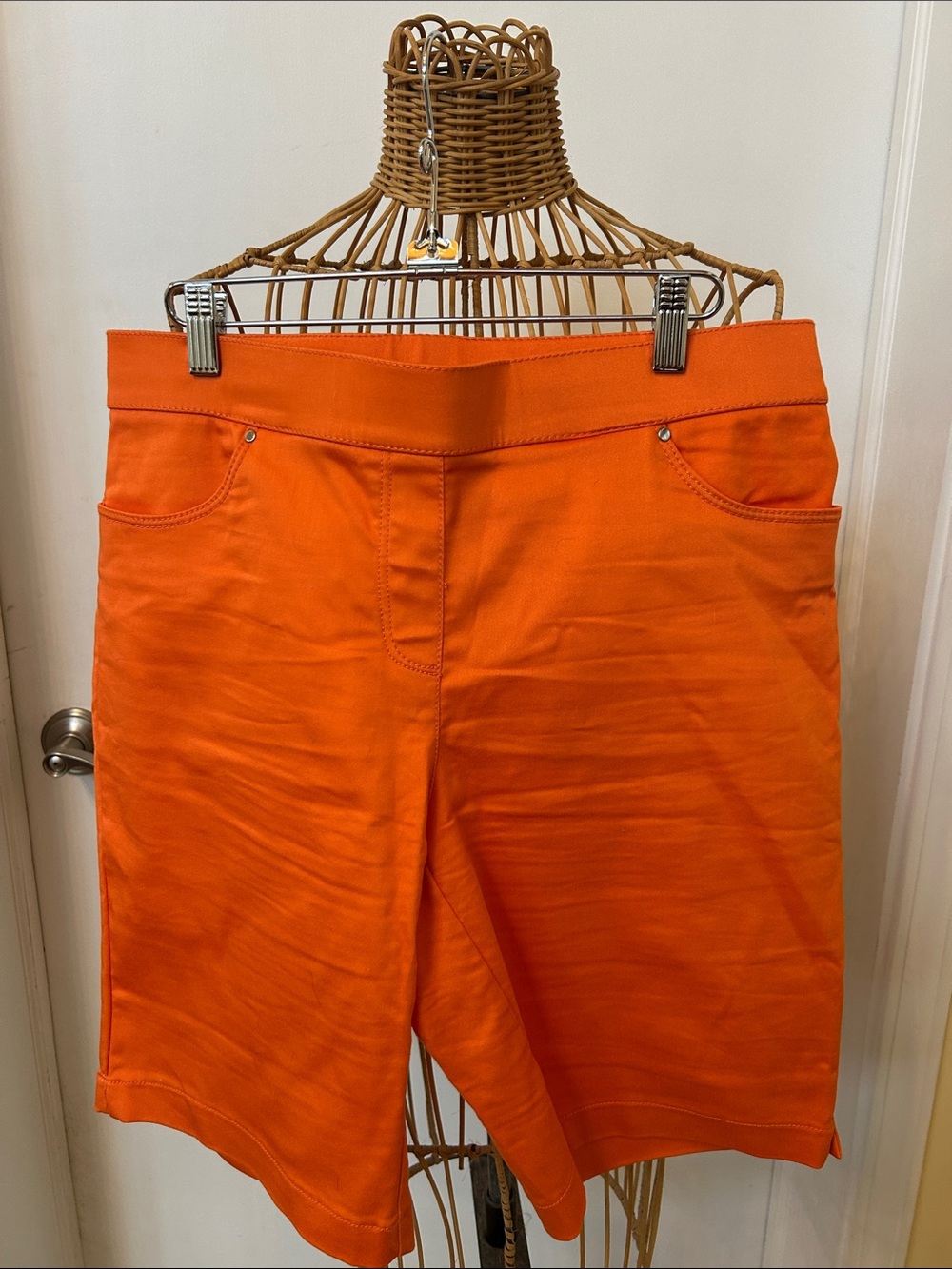 Coral Bay Women's Bright Orange Pull-On Bermuda Shorts